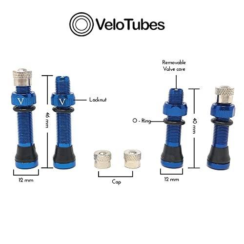 Tubeless Schrader Valve – Alloy – Pair – Choose Color and 40 Millimeters Black