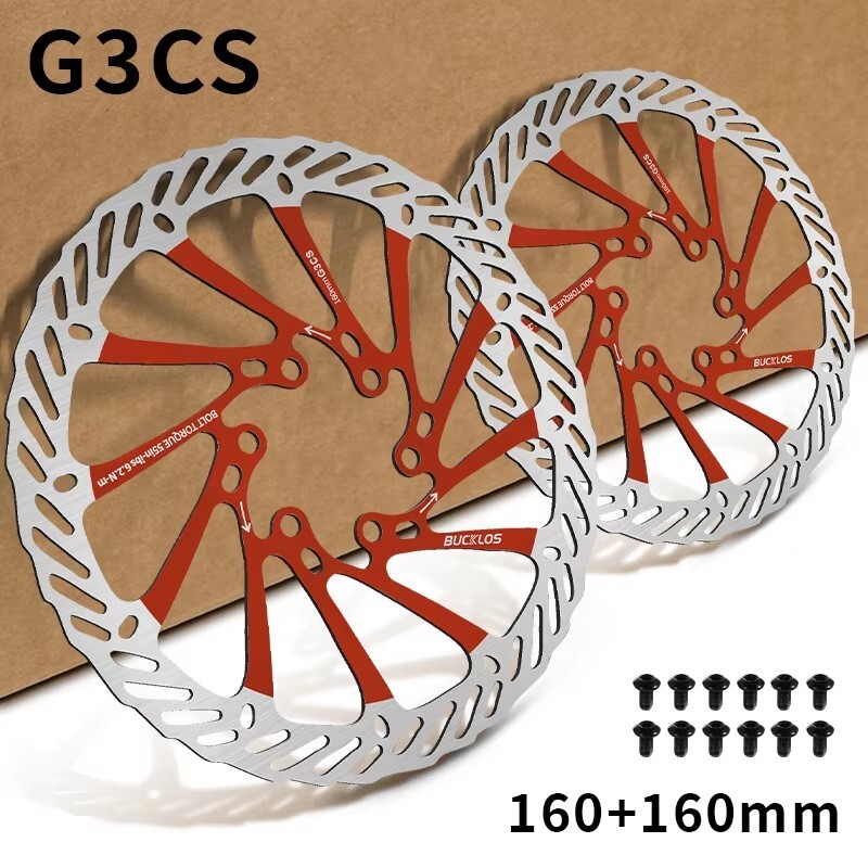 BUCKLOS MTB Hydraulic Disc Brake Set with Red G3 160mm Rotor 2 Pistons for MTB