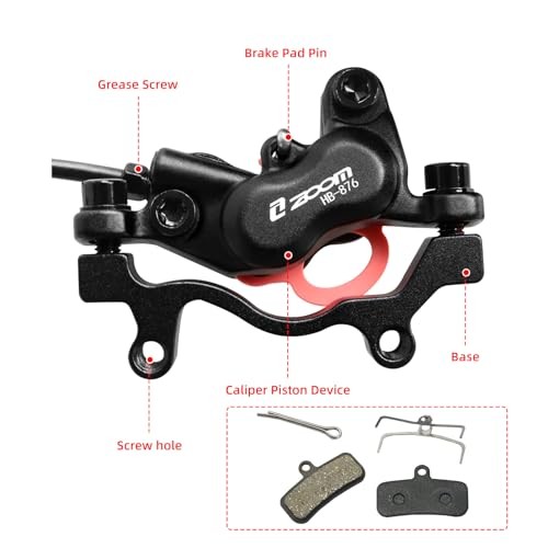 Z00M HB876 4-Pistons Hydraulic Disc Brake Set, MTB Front+Rear Brake-Black