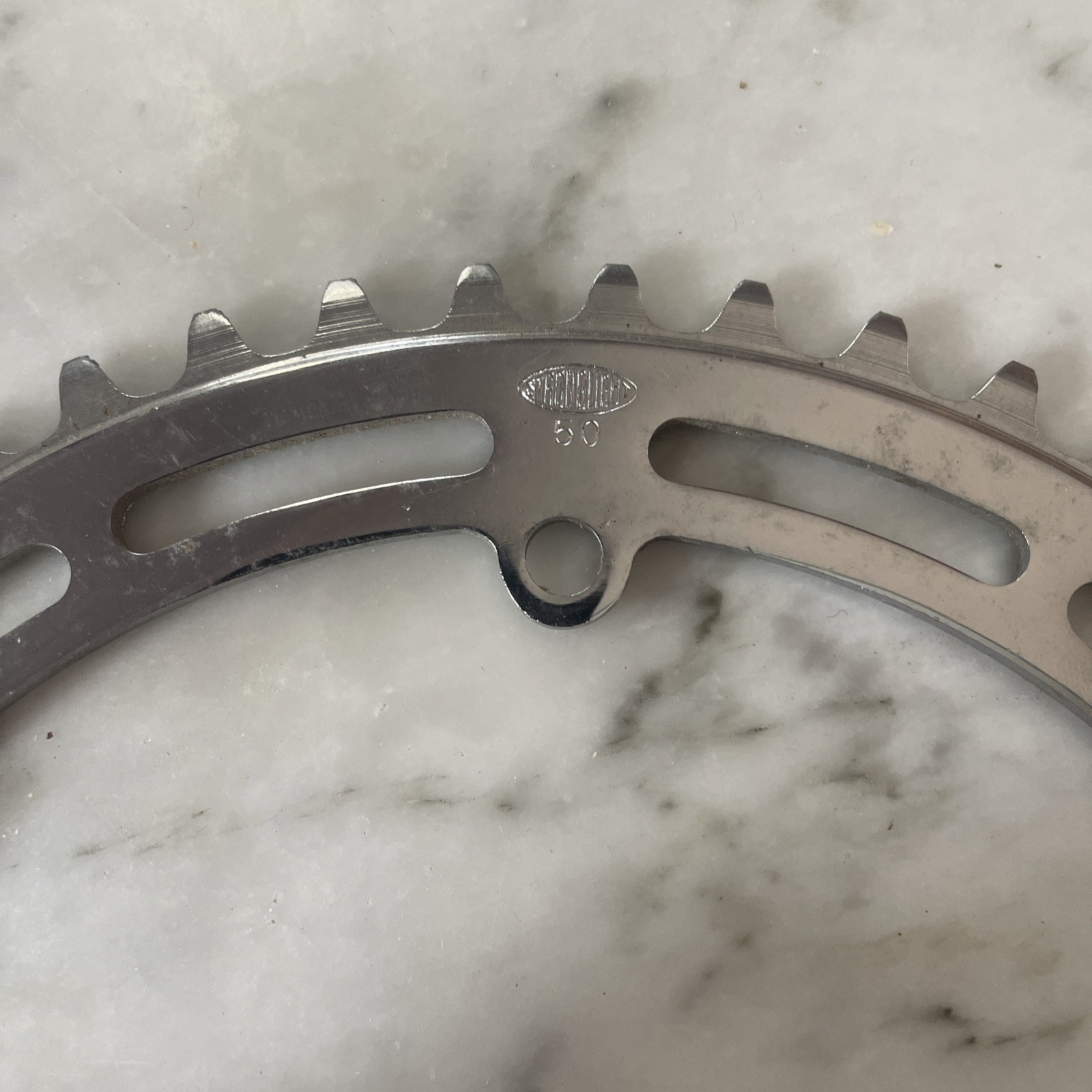 Vintage NOS STRONGLIGHT Steel Chainring 50T x about 150BCD • 6-Arm. (NJ)