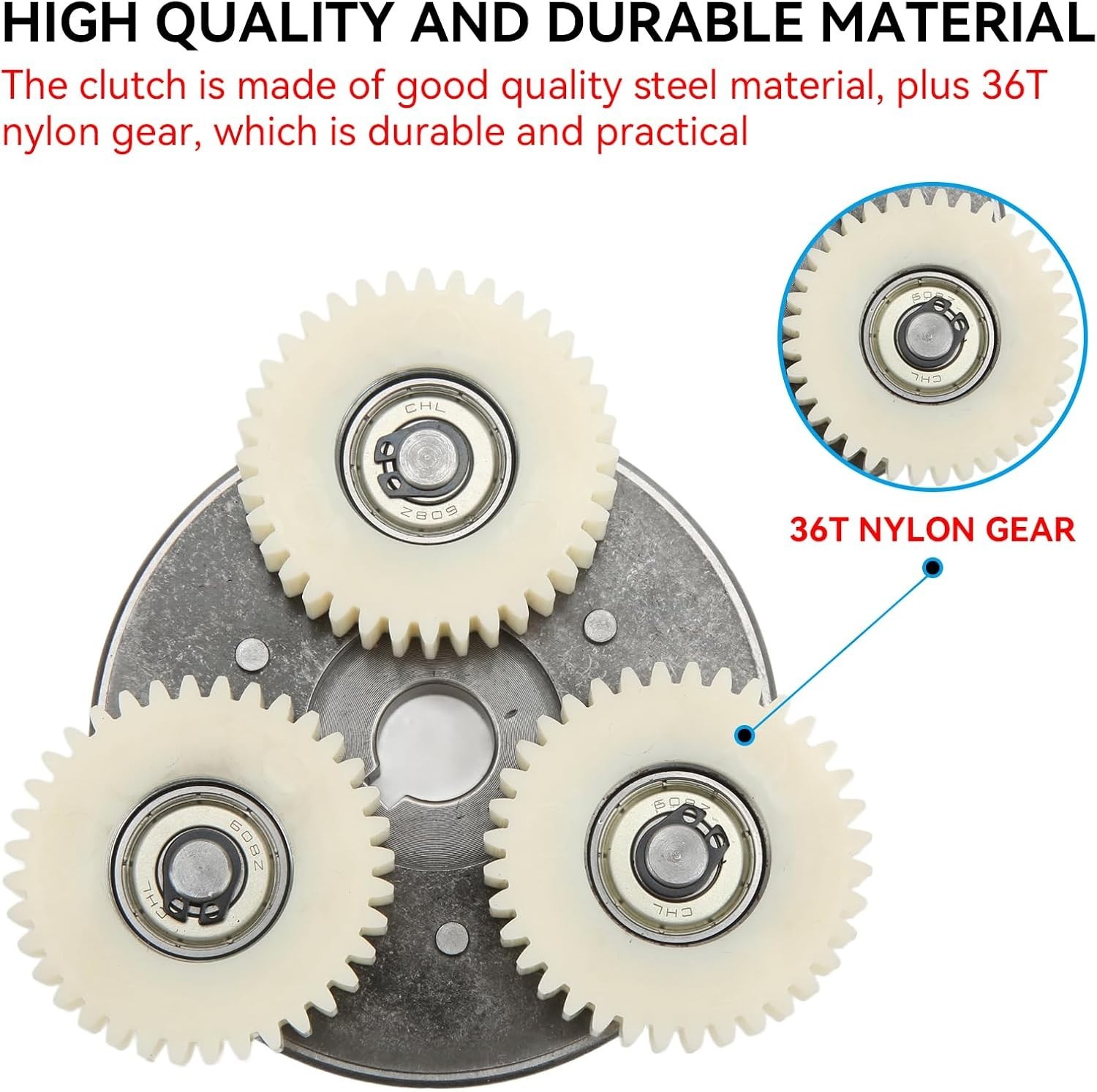 E Bike Motor Gear Clutch Kit 36T Nylon Planetary Gears 500W 750W Replacement