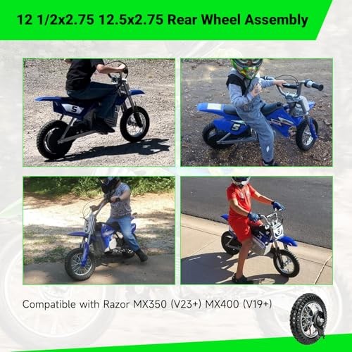 12-1/2 x 2.75 12.5×2.75 Rear Wheel Assembly Replacement for Razor MX350 MX400