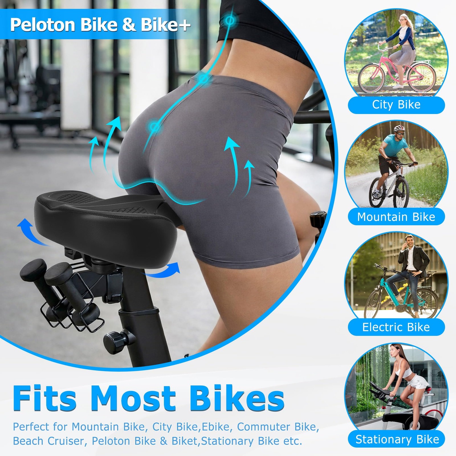 CDYWD Oversized Bike Seat for Men & Women Comfort Wide, Soft Padded Bicycle S…
