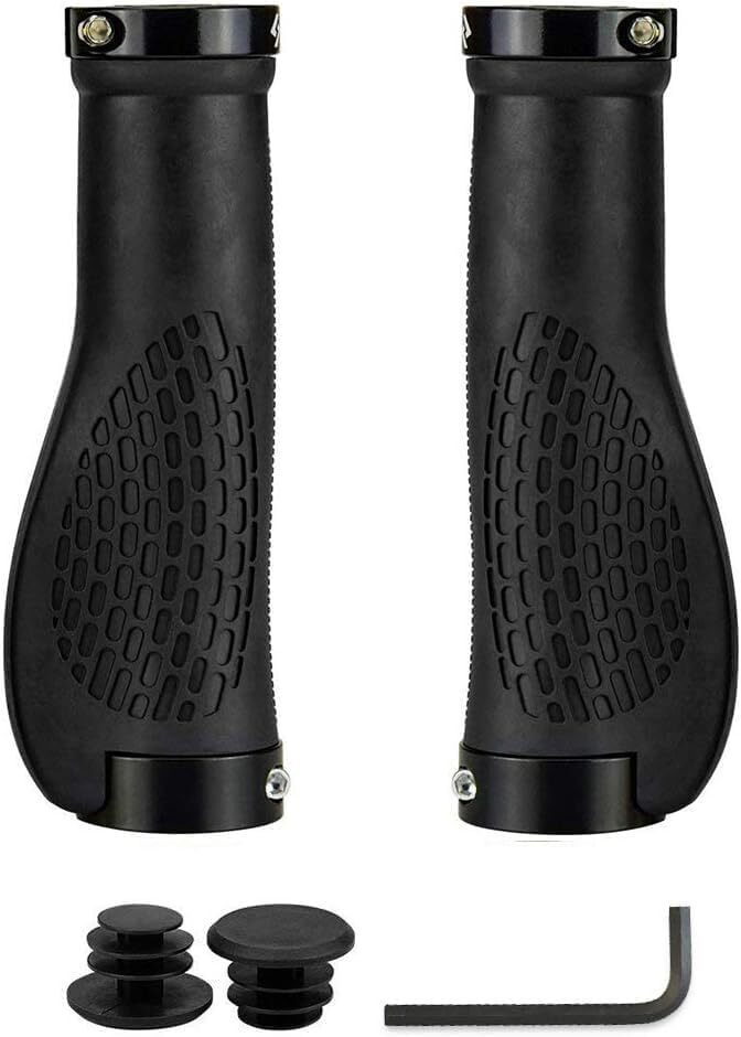 Bike Handlebar Grips,Ergonomic Design,Aluminum Double Lock-on,Mountain Bike Grip