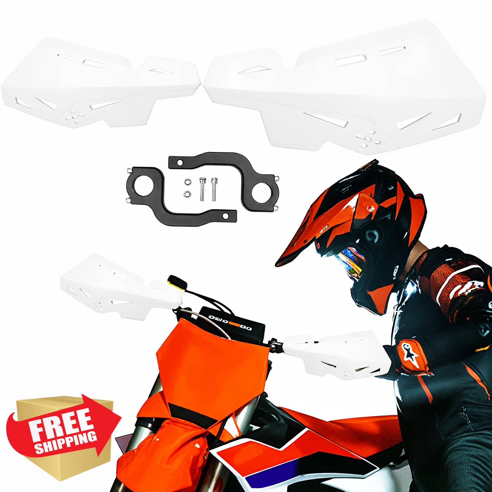 PRO CAKEN Handlebar Hand Guards Nylon 7/8″ 1 1/8″ Dirt Bike White