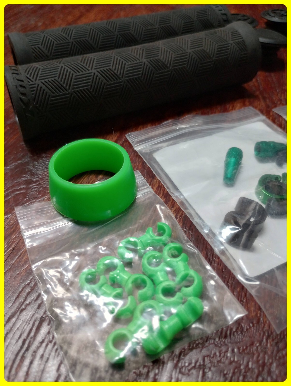 Mountain Bike Parts Lot KONA Lanai Grips Bar Ends French Valve Caps Cable Clips+