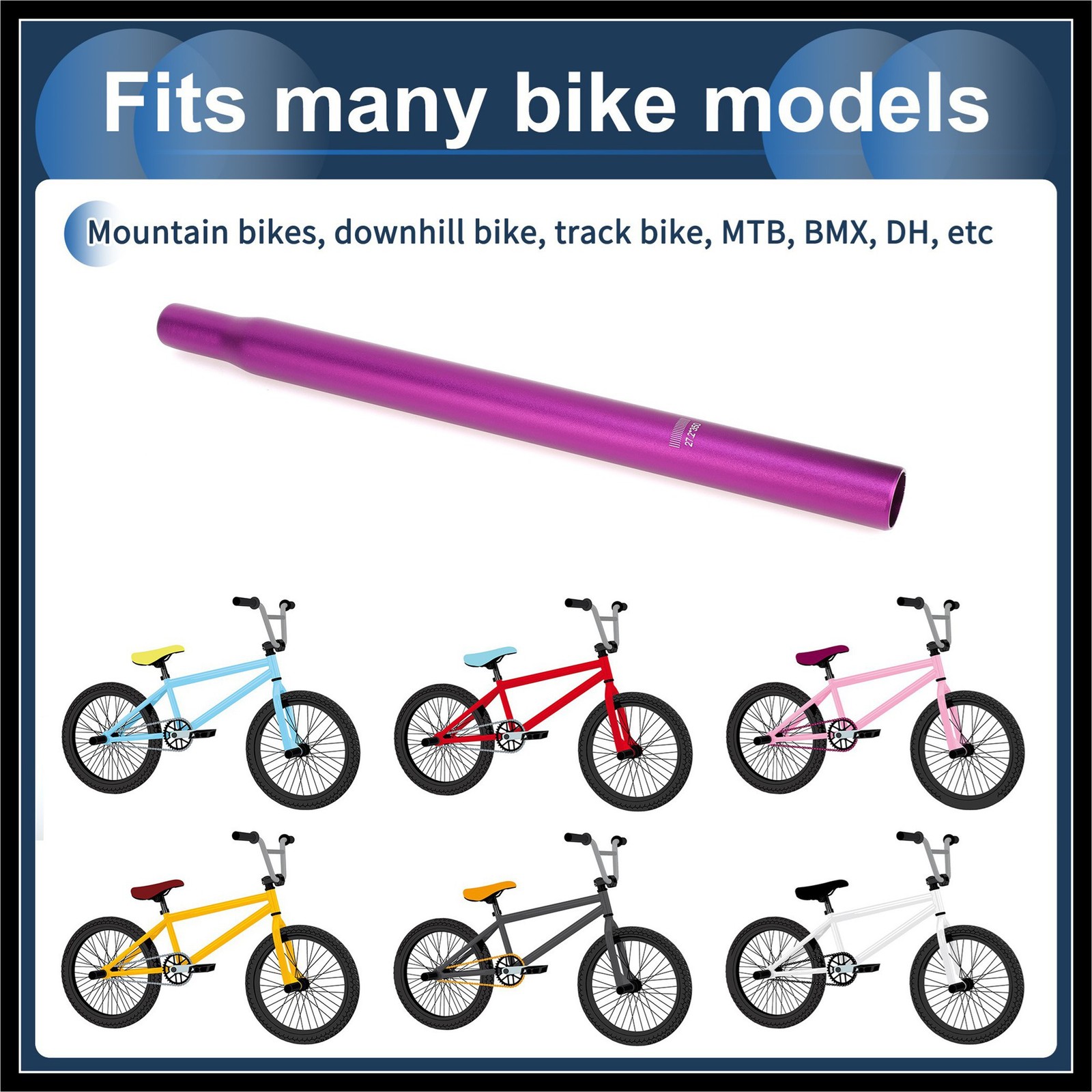 Bike Seat Posts 27.2x350mm Lightweight Post Seat Tube Aluminum Alloy