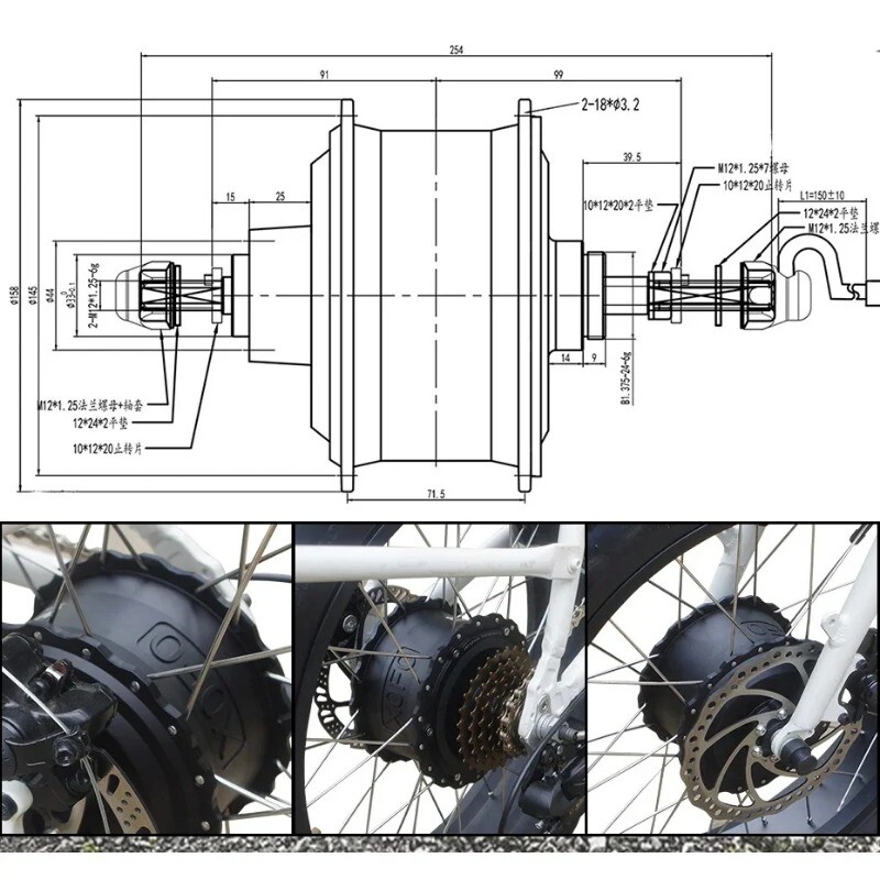 48V 1000W 20/24/26er Snow Fat Tire Electric Bike Brushless Gear Rear Hub Motor
