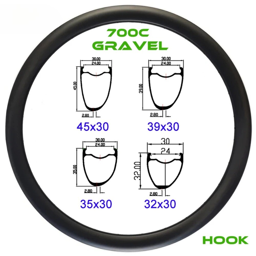 1 Pcs 700c Road bike Carbon Rim 30mm Width 32mm 35mm 39mm 45mm Depth Asymmetric