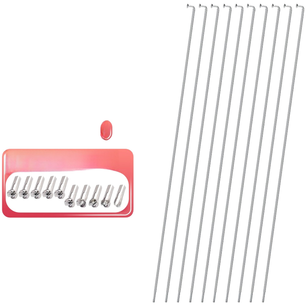 Stainless Steel Bike Spokes 254mm to 275mm with Spoke Nipples Set of 10