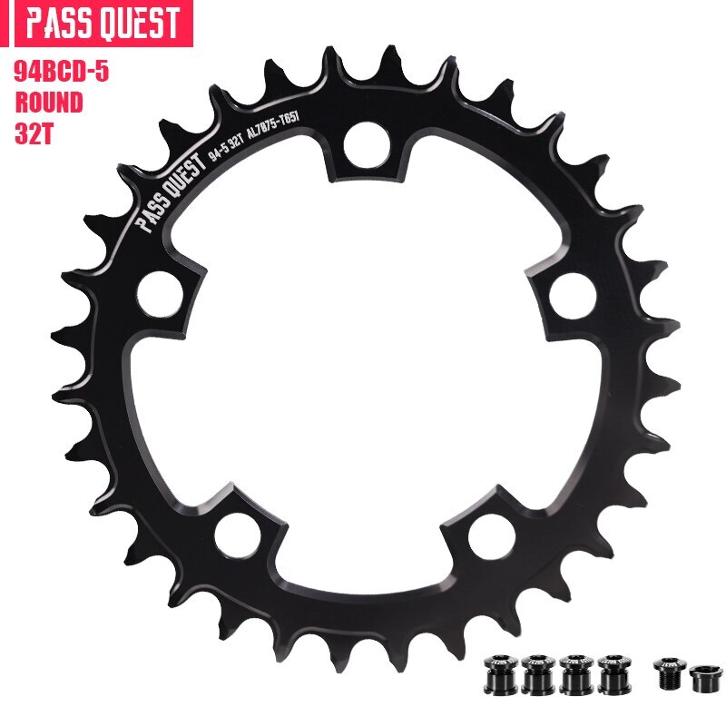 PASS QUEST 94 BCD -5Arm Bicycle Chain wheel ROUND Narrow Wide Chainring 32-46T
