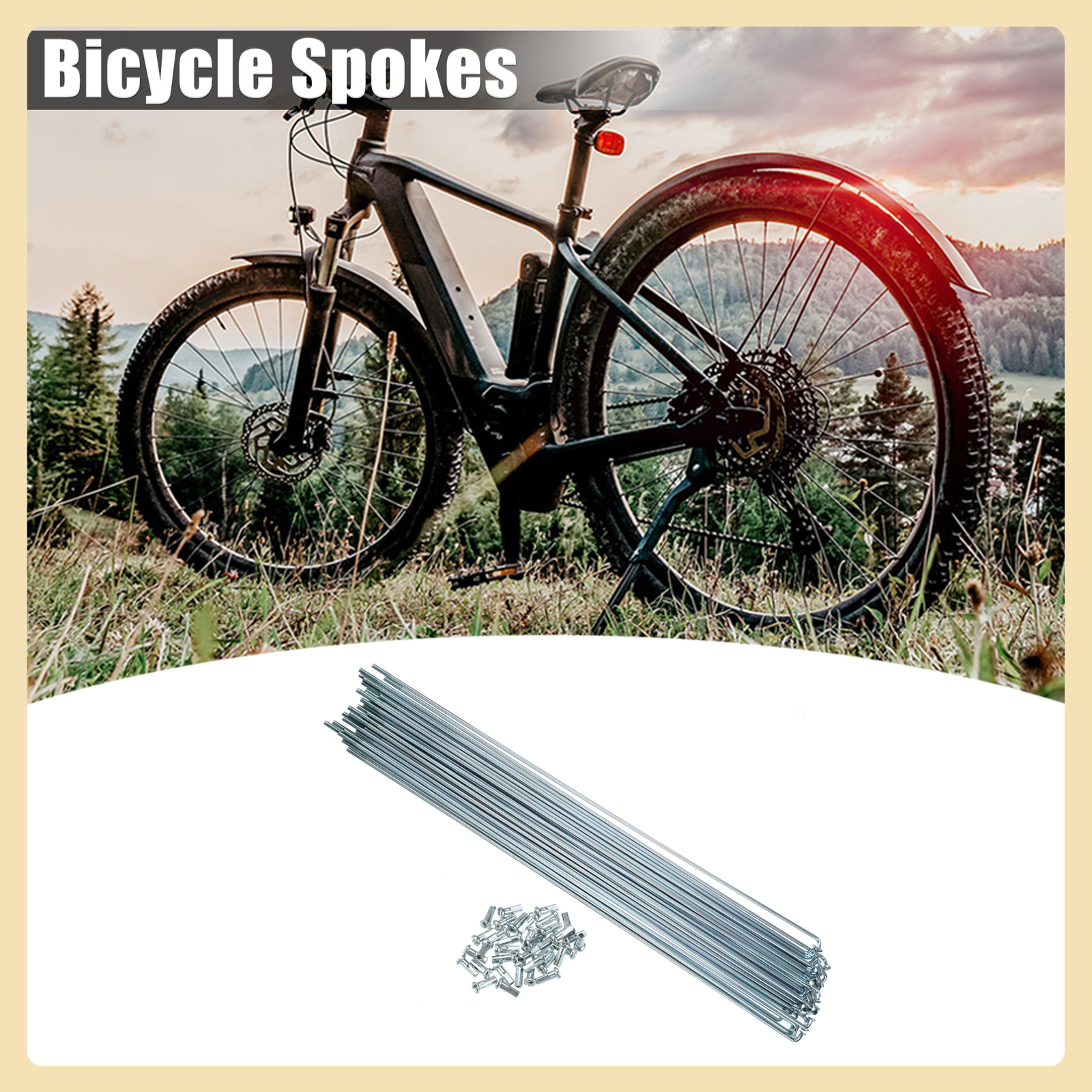 14G J Bend 260mm x 2mm Bike Bicycle Spokes Steel Silver Tone Item of 36