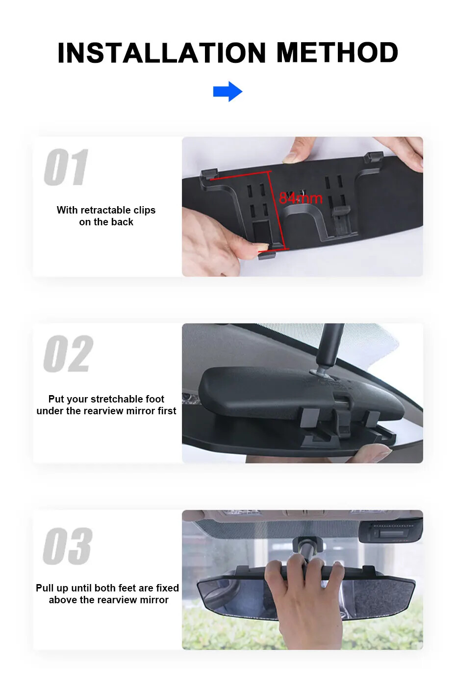 Car Mirror Interior Rear View Mirror Wide Angle Convex RearviewMirror Anti Glare
