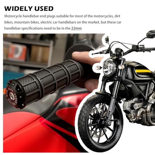 2PCS Motorcycle Handlebar End Caps,Aluminum Alloy Bar Ends Plugs Fit 22 mm