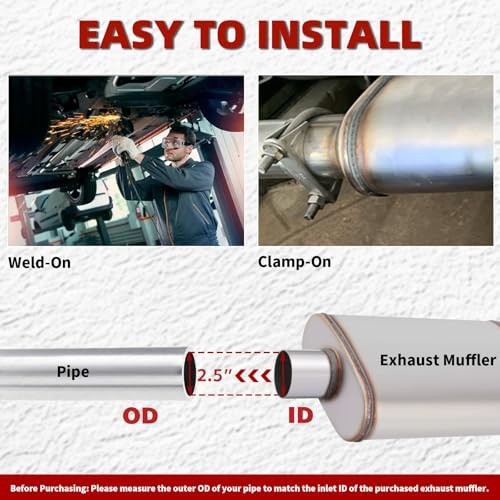 2.5inch Universal Muffler, Performance Chamber 2.5 Inch Center In / Center Out