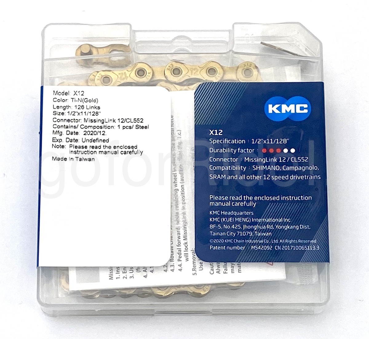 KMC X12 12-Speed 126L Bike Chain Ti Gold for Shimano,SRAM,12S Driverrains NIB
