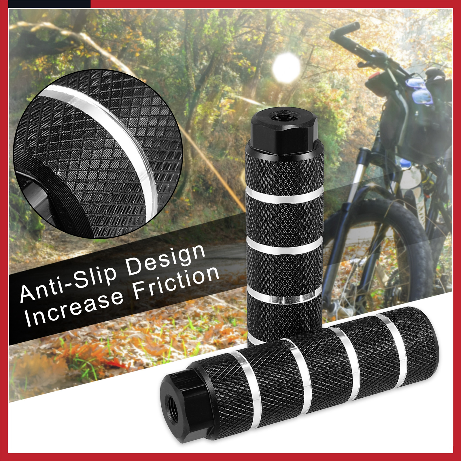 4pc Aluminum Alloy Rear Foot Pegs Black for BMX MTB Bike Fit 3/8 inch Axles New