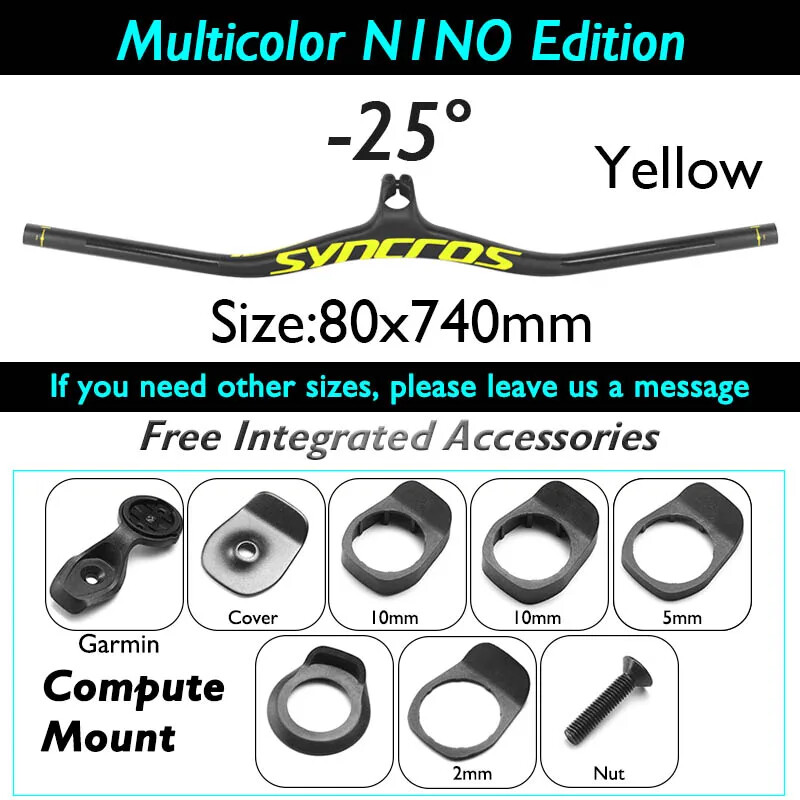 Carbon Integrated MTB Bicycle Handlebar with Stem 60-110mm -8/-17/-25 Degree
