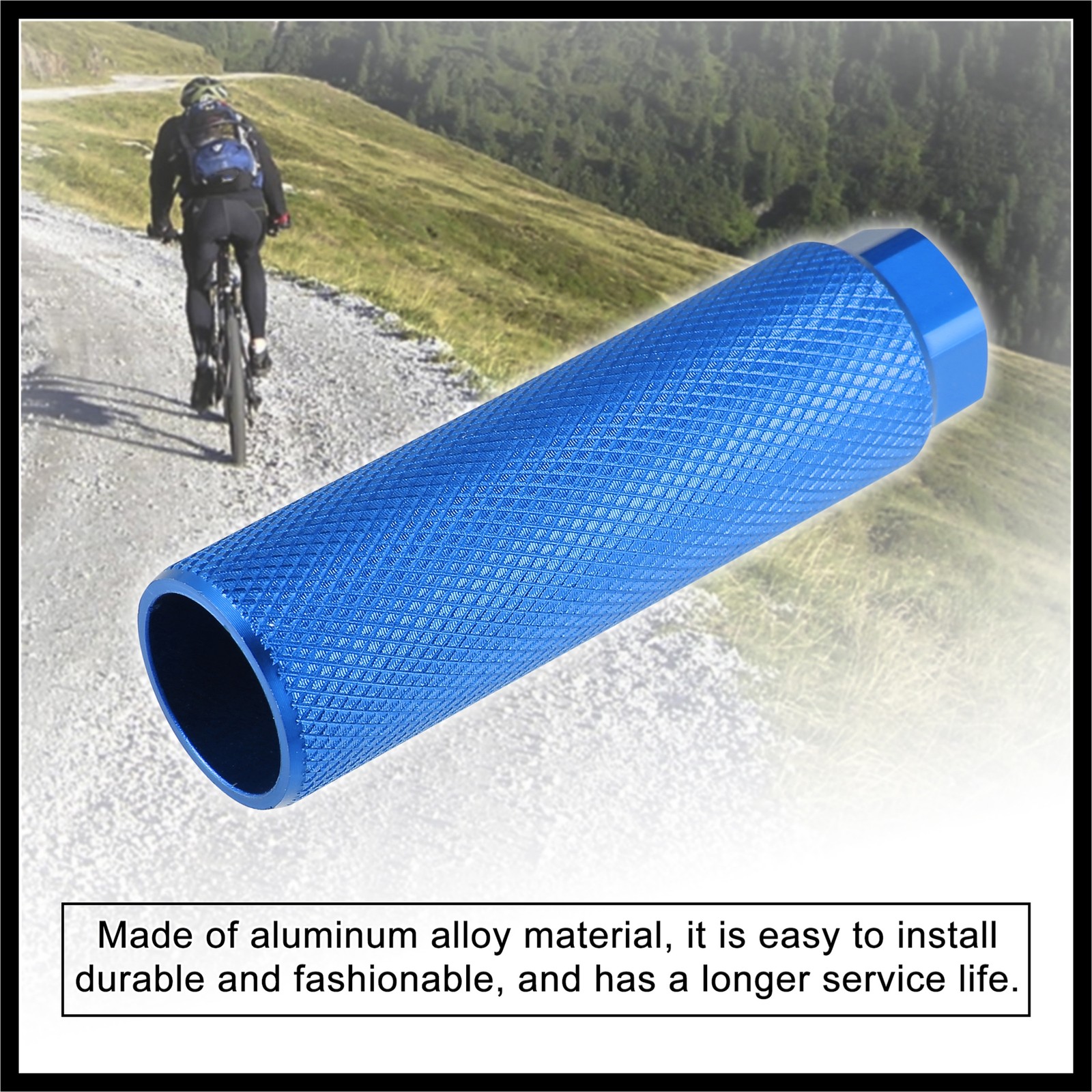 Pair Aluminum Alloy Rear Foot Peg Blue for BMX MTB Bicycle Fit 3/8 inches Axles