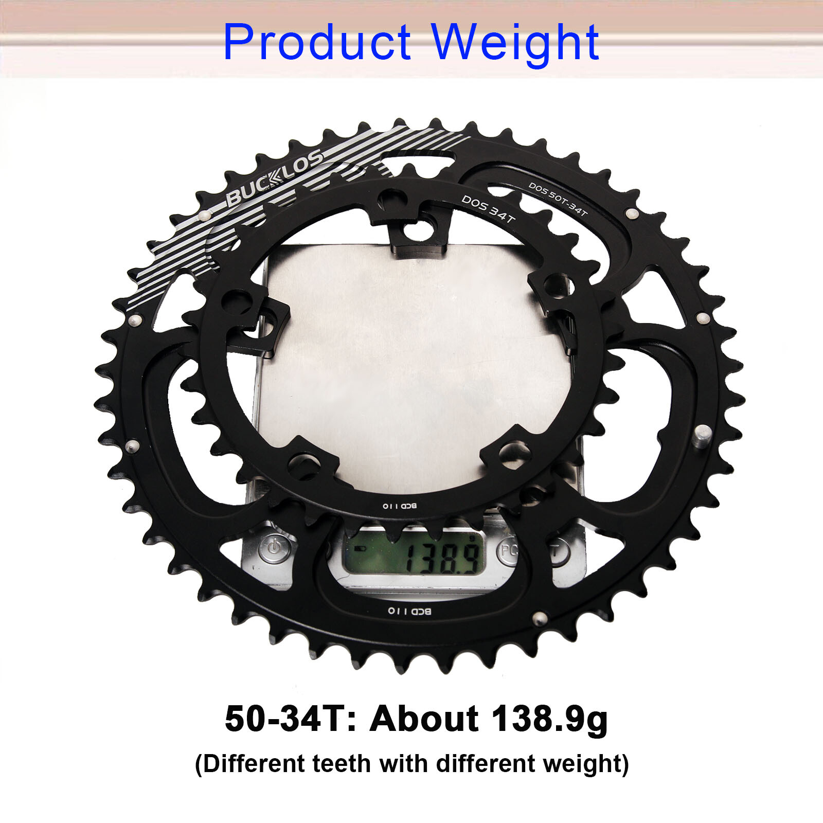 Bucklos 110 BCD 53-39T 52-36T 50-34T Road Bike Double Speed Chainring Aluminium
