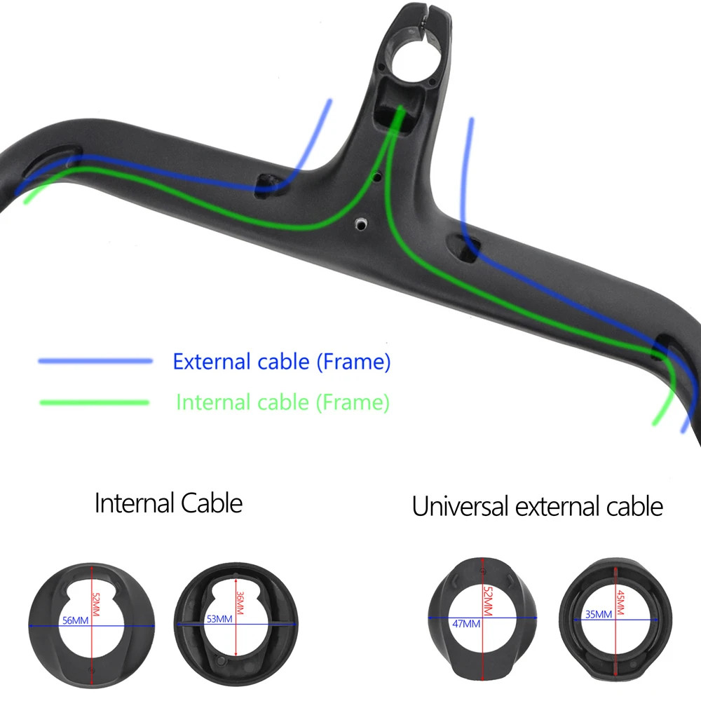 Road Bicycle Integrated Drop Bar Carbon 28.6mm Internal Routing with Spacers