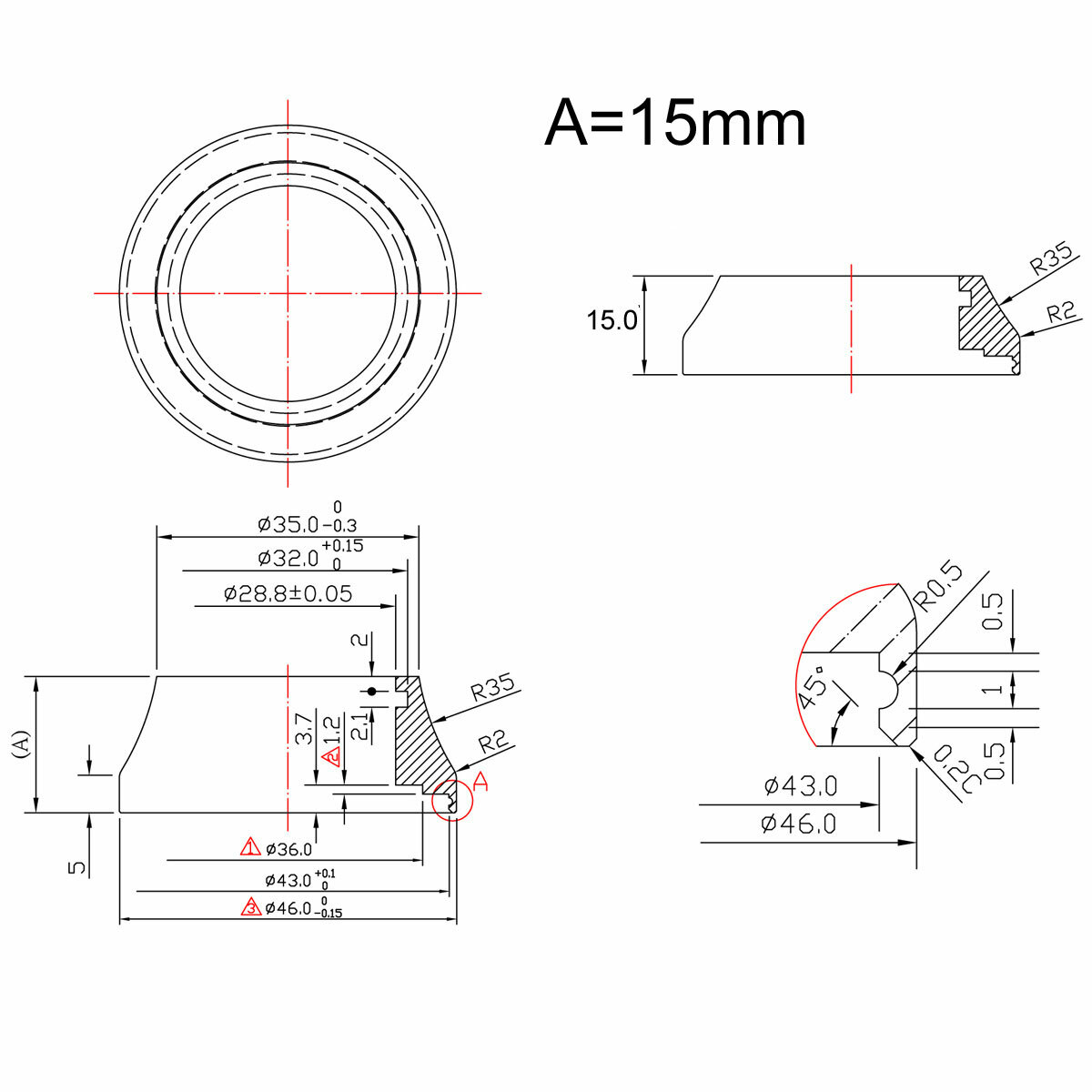 1-1/8″ OMNI Racer WORLDS LIGHTEST Integrated Headset Conical Carbon Spacer 15mm