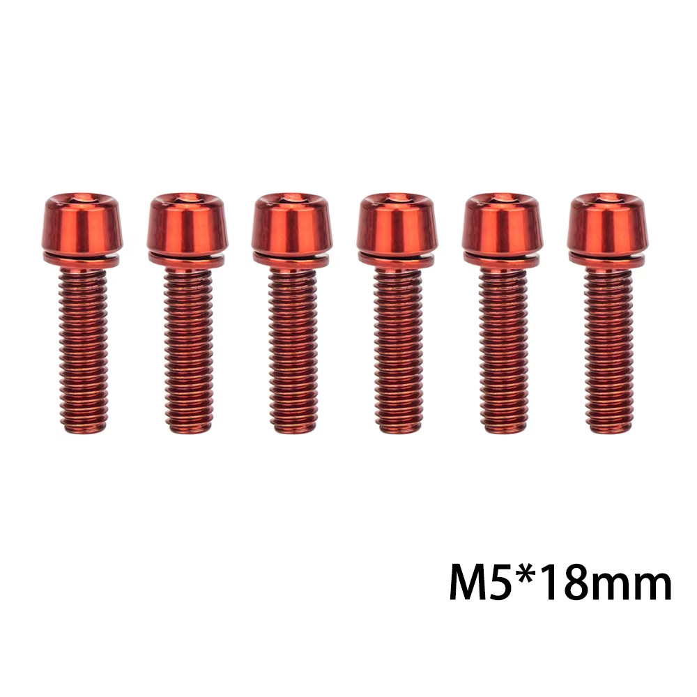 6Pcs MTB Road Bike Handlebar Stem Riser Screws Bicycle Stem Bolts Screws M5*18Mm