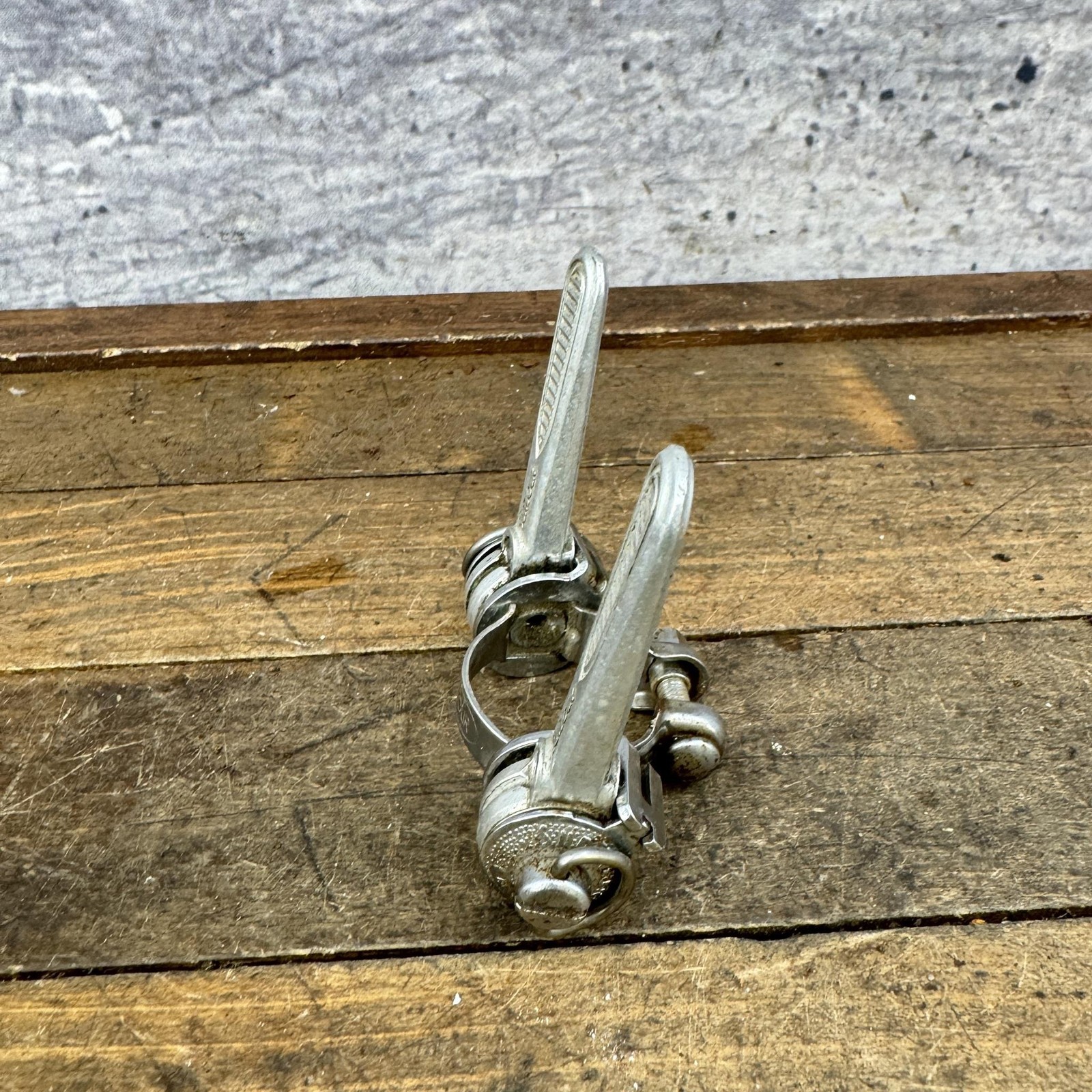 Vintage Suntour Down Tube Friction Shifter Set Clamp 28.6 Silver Road 80s