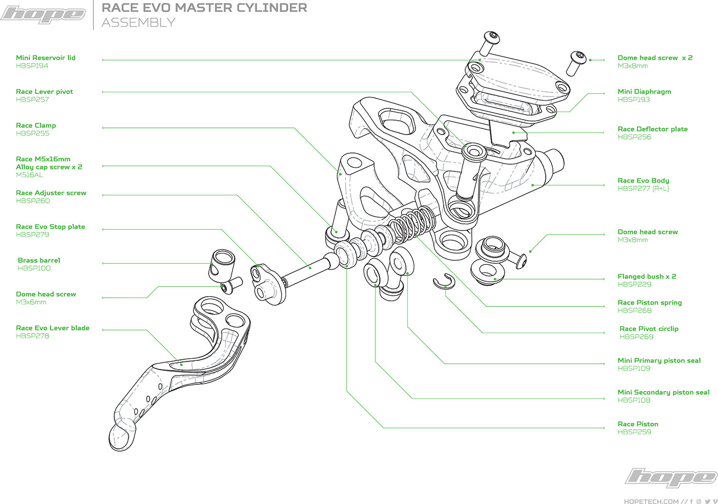 Hope Race Master Cylinder Piston Spring HBSP268 – Brand New