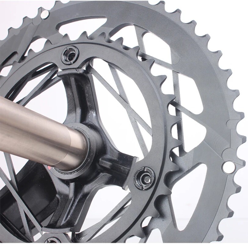 Road Bike Crankset 170MM Hollowtech Crank Arms with Double Round Chainrings BB