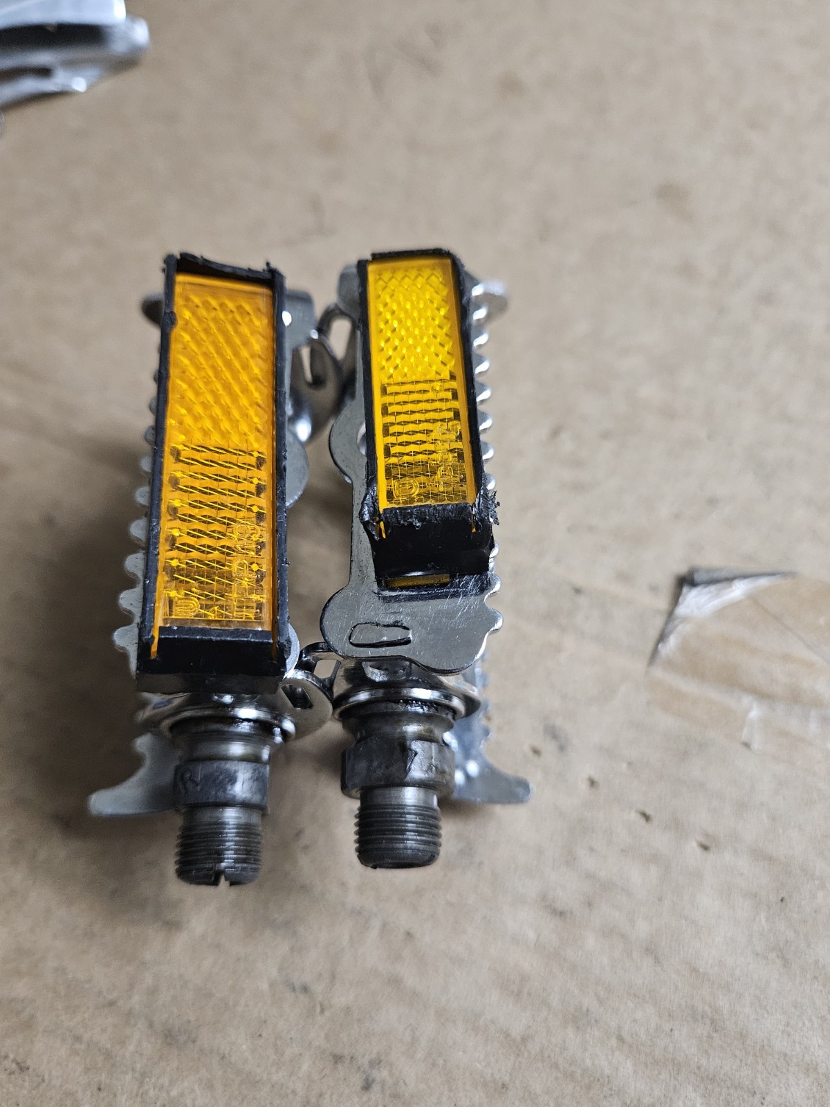 Vintage 70s Raleigh 501 Bike Pedals, set, 9/16″, steel, quill, Road Touring