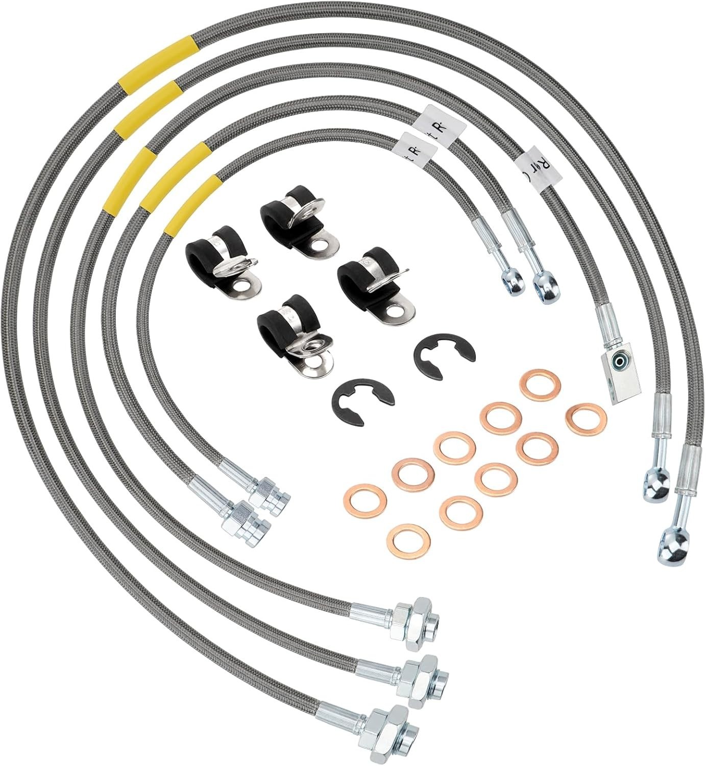 5PCS Stainless Steel Brake Line Kit for Silverado Sierra 2500HD 3500HD 03-07