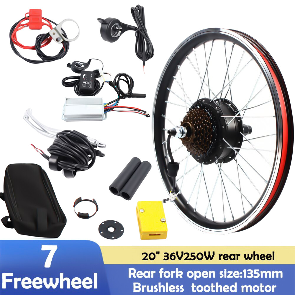20 inch LED Rear Wheel Motor Hub Electric Bicycle E-Bike Conversion Kit 36V 250W