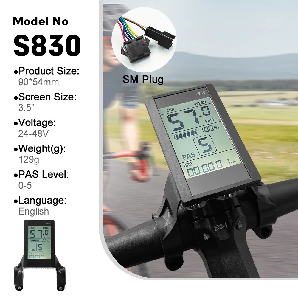 E-bike Display 24V/36V/48V/60V/72V Waterproof/SM Plug for E-bike Conversion Kit