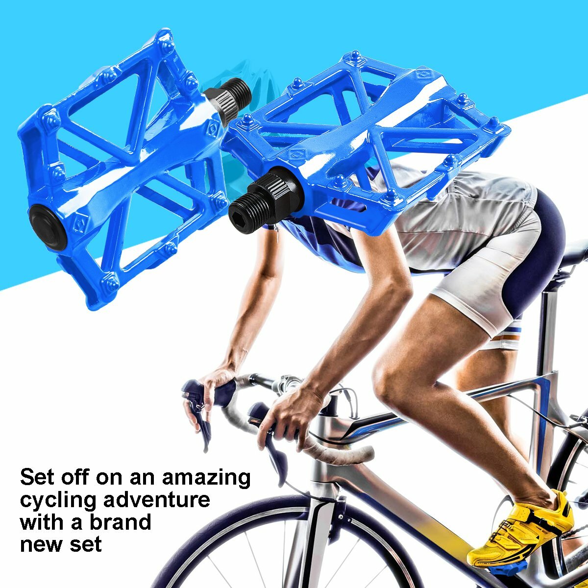 Mountain Bike Pedals Bicycle Pedal Flat Aluminum Sealed Bearing 9/16″ BMX X Road