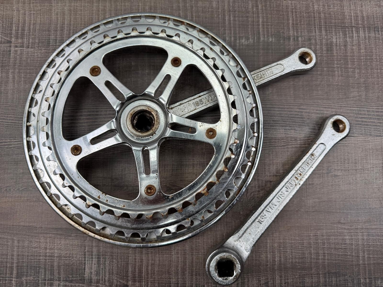 Vintage Keihin Crank Set 165mm Steel Touring Road Bike 48/40t Japan