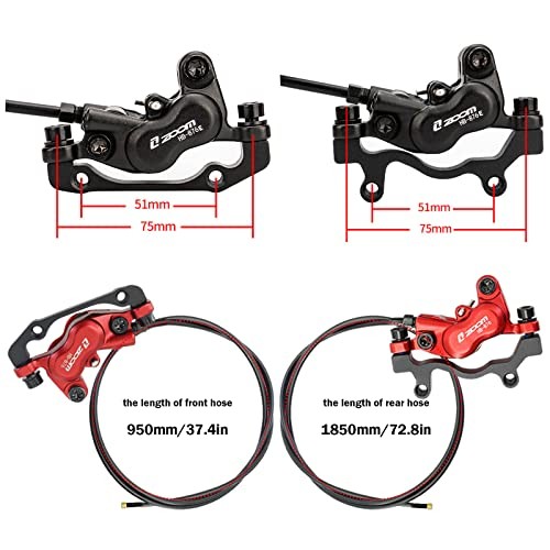 Zoom HB876E 2-PIN/3-PIN 4-Pistons E-Bike Electric Power Red & 2-PIN Connector