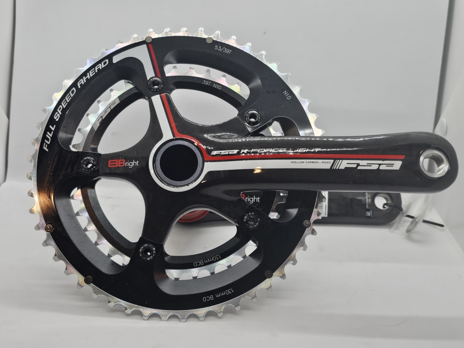 FSA K-Force Light Carbon Crankset BBright 175mm 53/39 New Rotor Rings w/ BB