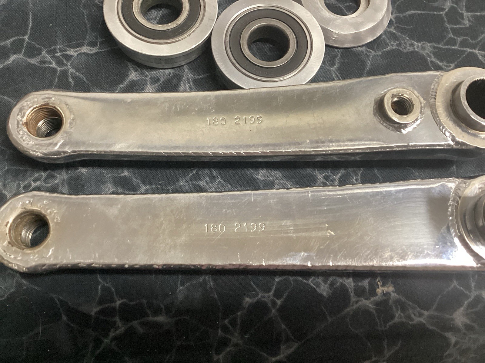 GT Overdrive Cranks 180mm Excellent Condition W/BB & Hardware BMX 1990’s Rare