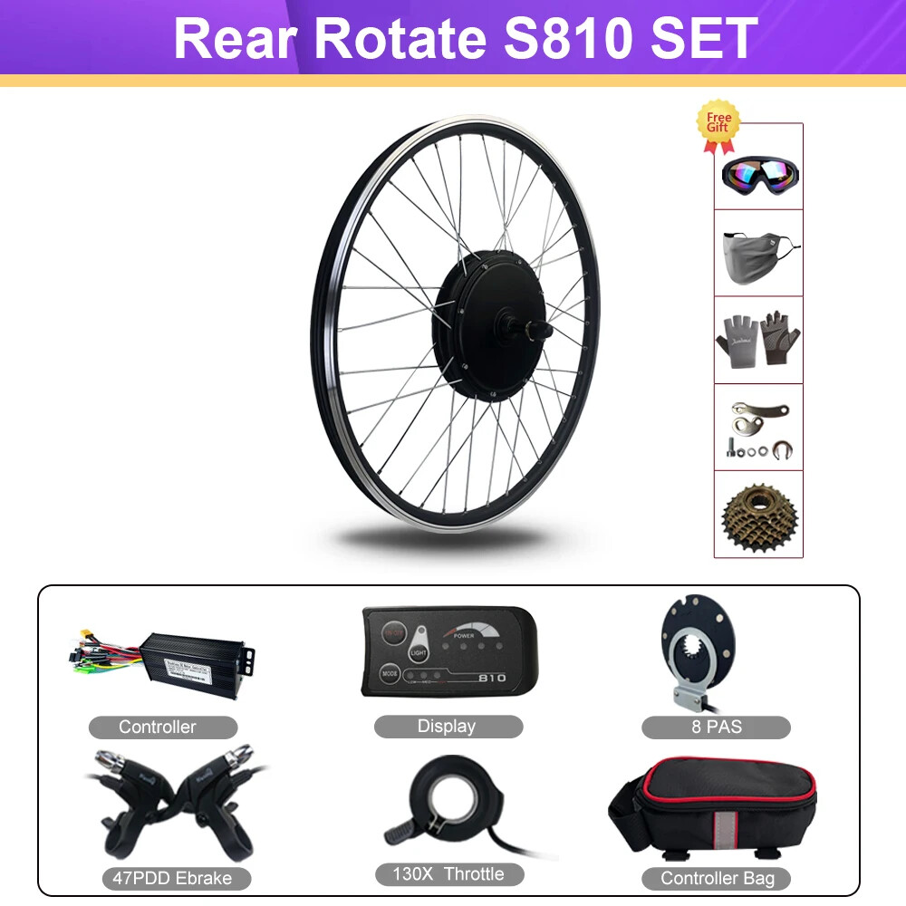 48V 1000W Electric Bike Conversion Rear Rotate Hub Motor Wheel Drop Out 135mm