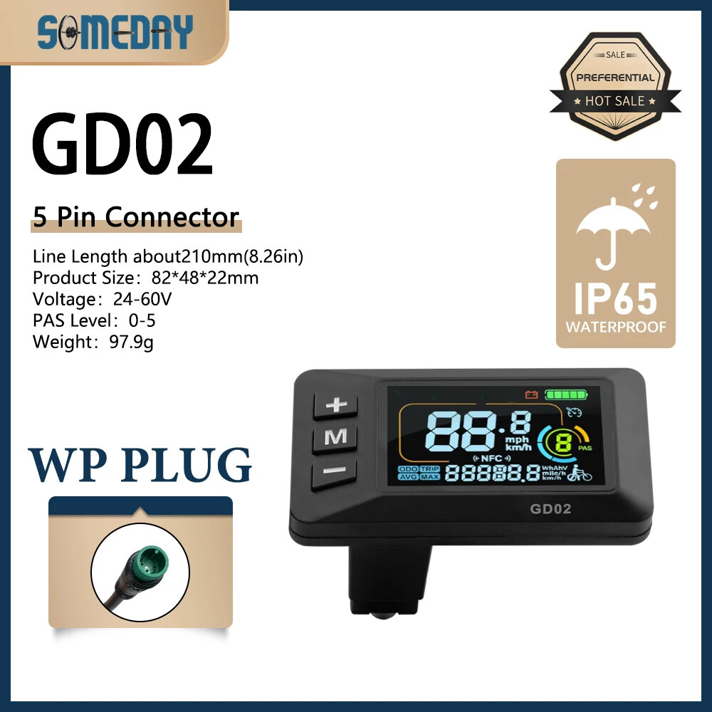 Electric Bike JN Display Control Panel with SM/WP Plug 24-60V 3 Mode Controller