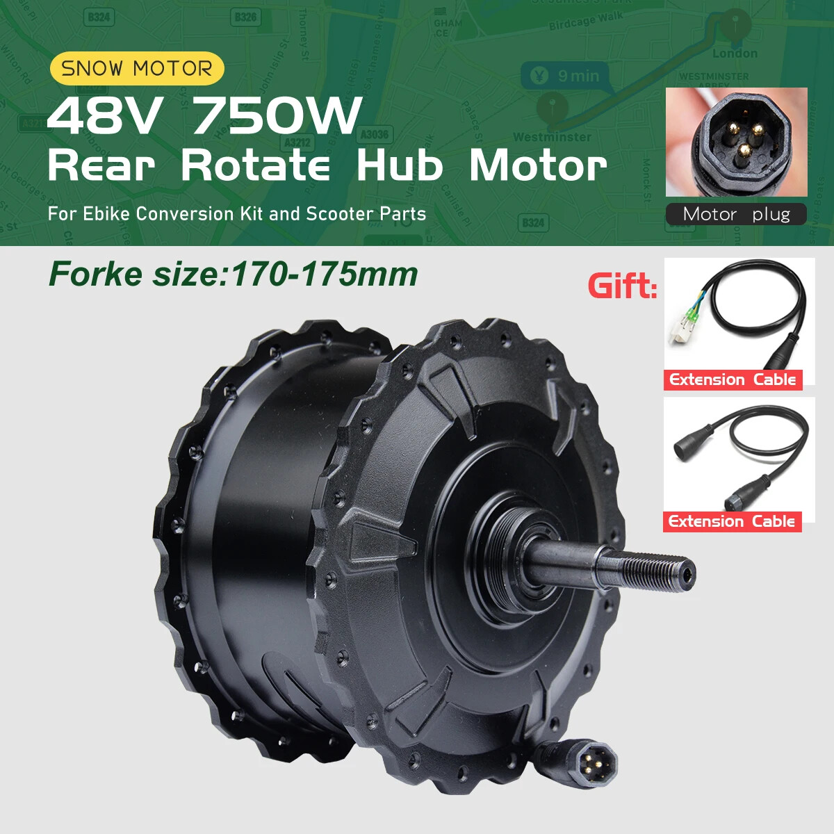 Electric Bike Fat Tire Motor 48V 750W 4.0Tire Hub Motor Wheel Dropout 170-175mm