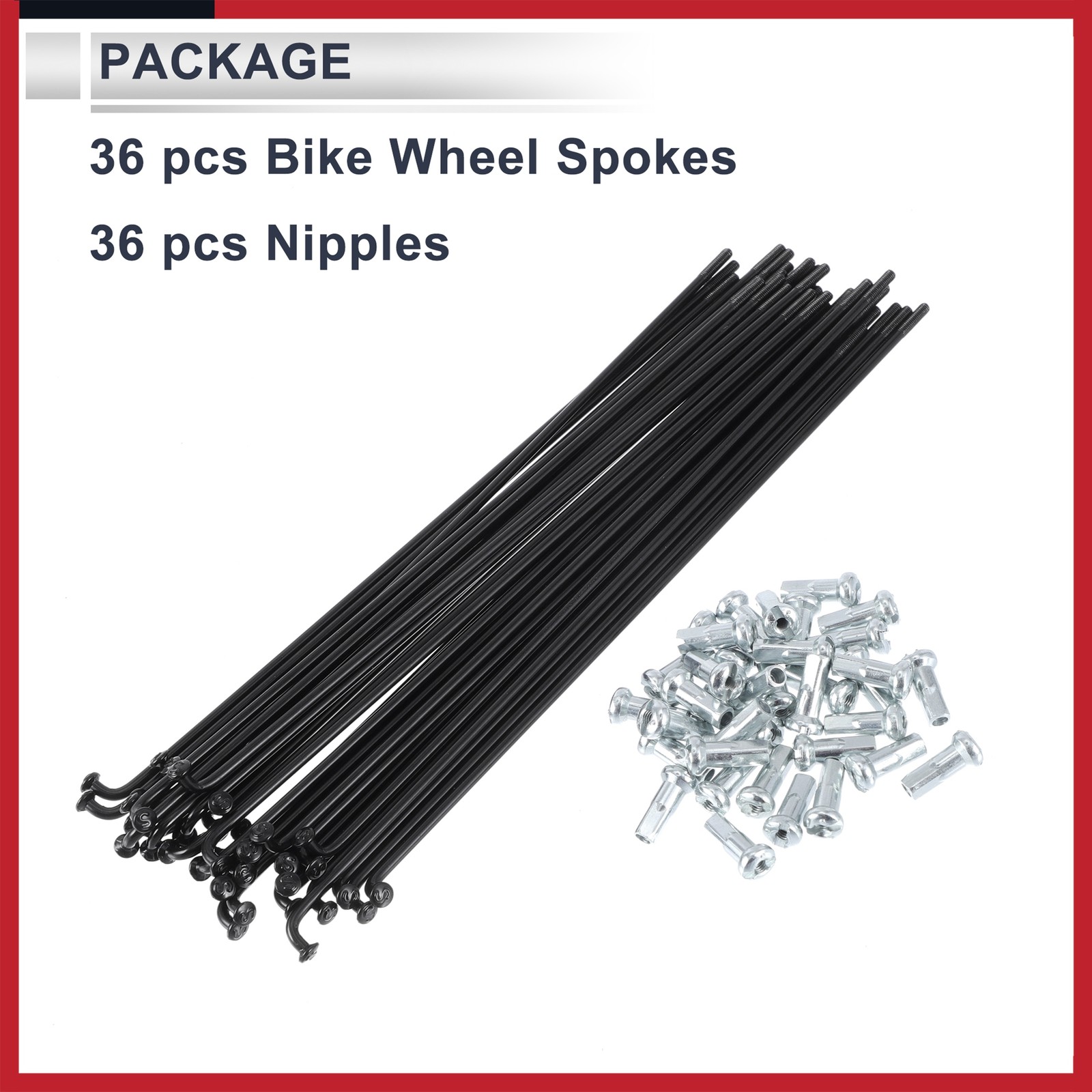 1Set 13G 185mm Length Bicycle Spokes Nipple 45 Steel Black Universal