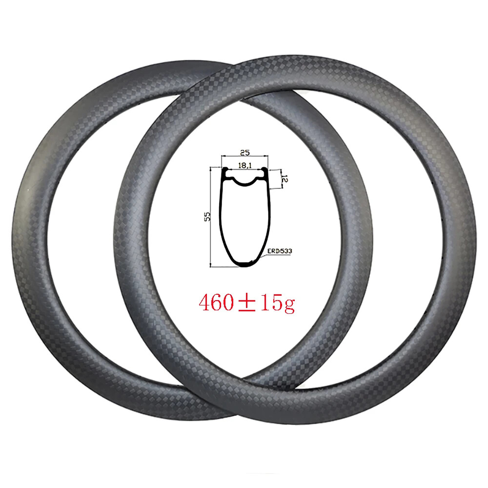 700c 55*25mm Carbon Rims Tubeless Clincher 20H 24H 28H 32H Road Bike Wheelset