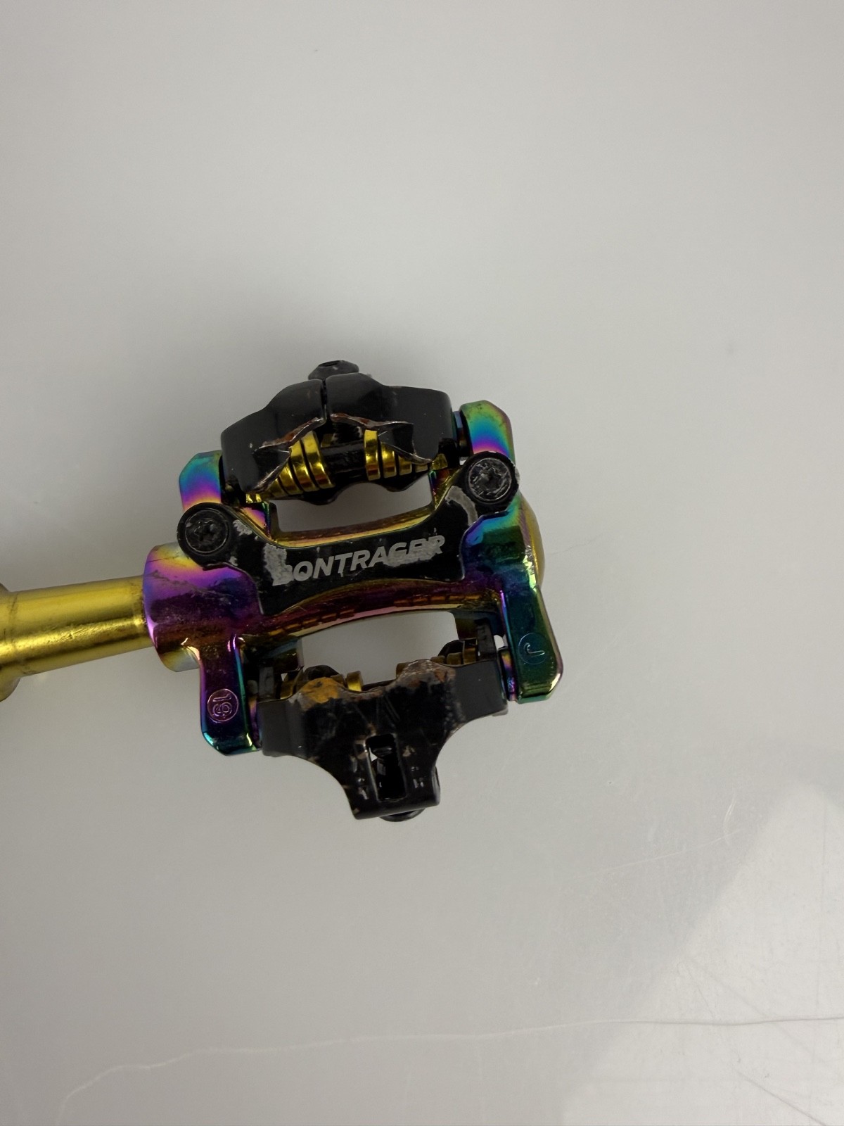 BONTRAGER COMP Oil Slick MTB SPD Pedals. Good Condition. Rainbow colors.