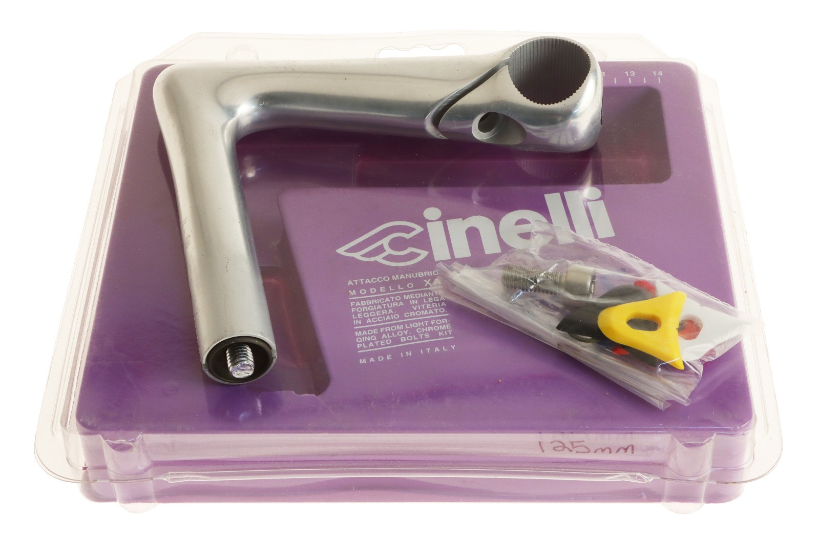 Cinelli 1″ X/A 22.2mm Quill Stem 125mm 26.4mm Clamp Silver -17° XA NEW NIB NOS