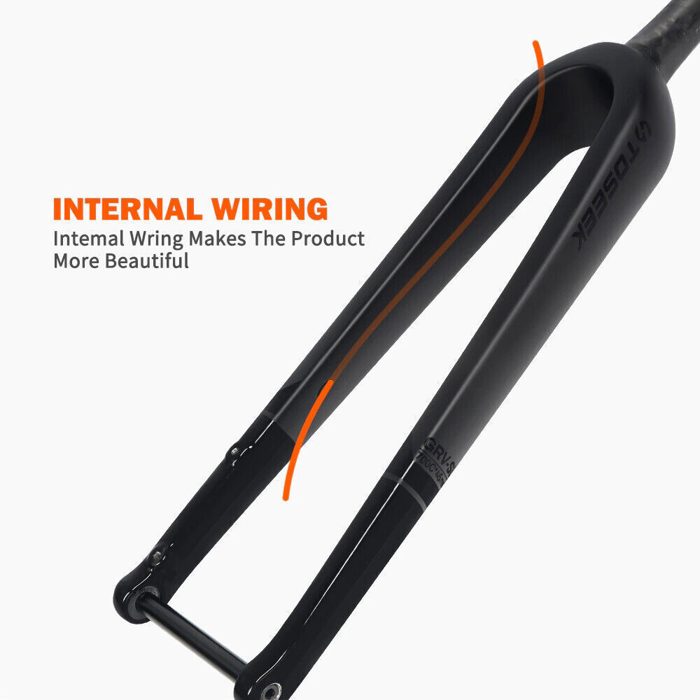 TOSEEK 700C Carbon Fiber Gravel Road Bike Fork Disc Brake QR/Thru Axle 100*12mm