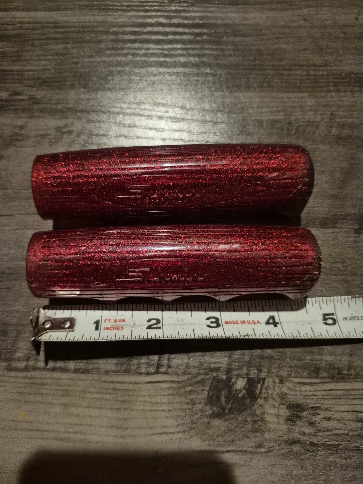 Schwinn Red Glitter Bicycle Handlebar Grips Pair (2) 4.5in. 68 Krate,Fastback