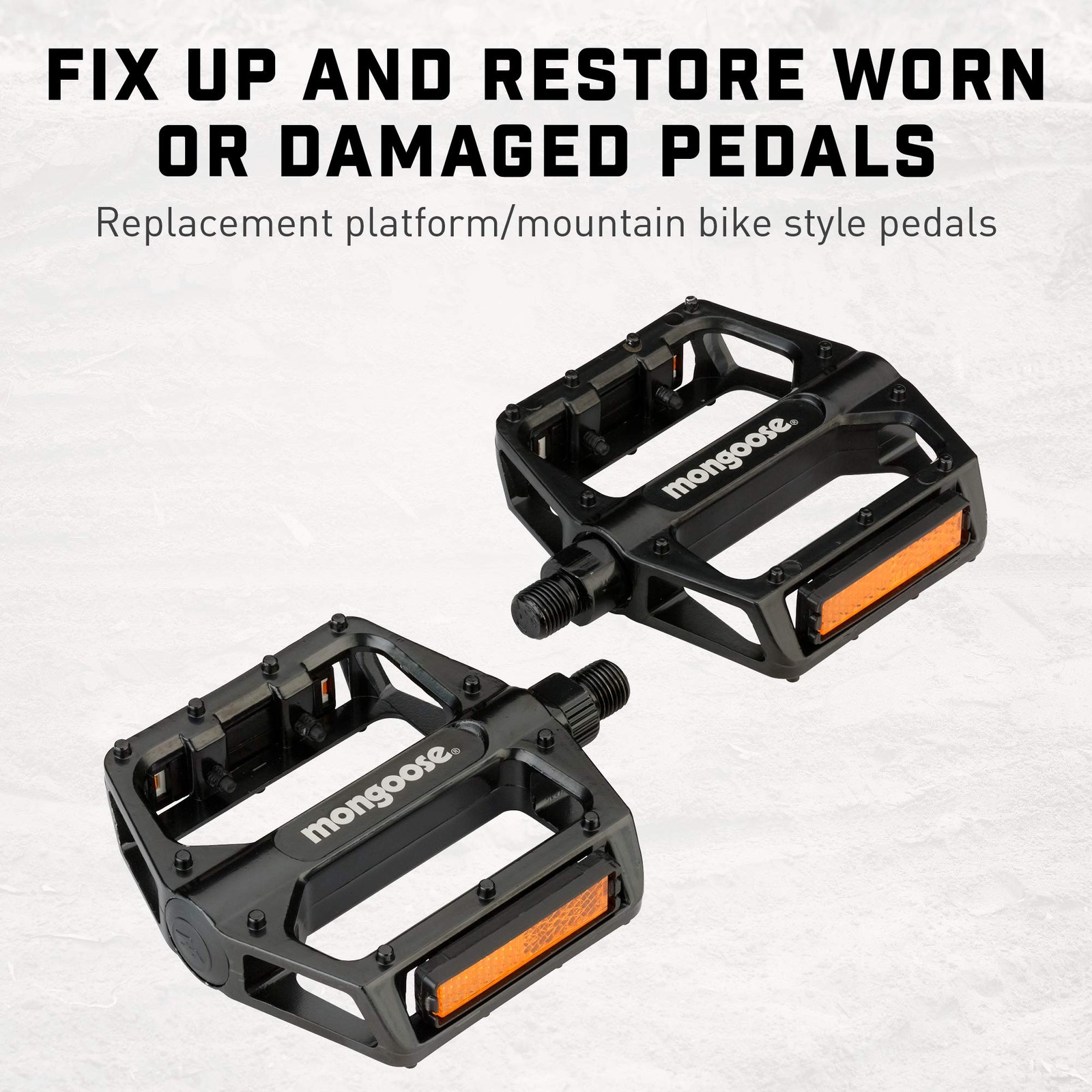 Mountain Bike Pedals Alloy Lightweight with Reflectors Fits 1/2 9/16