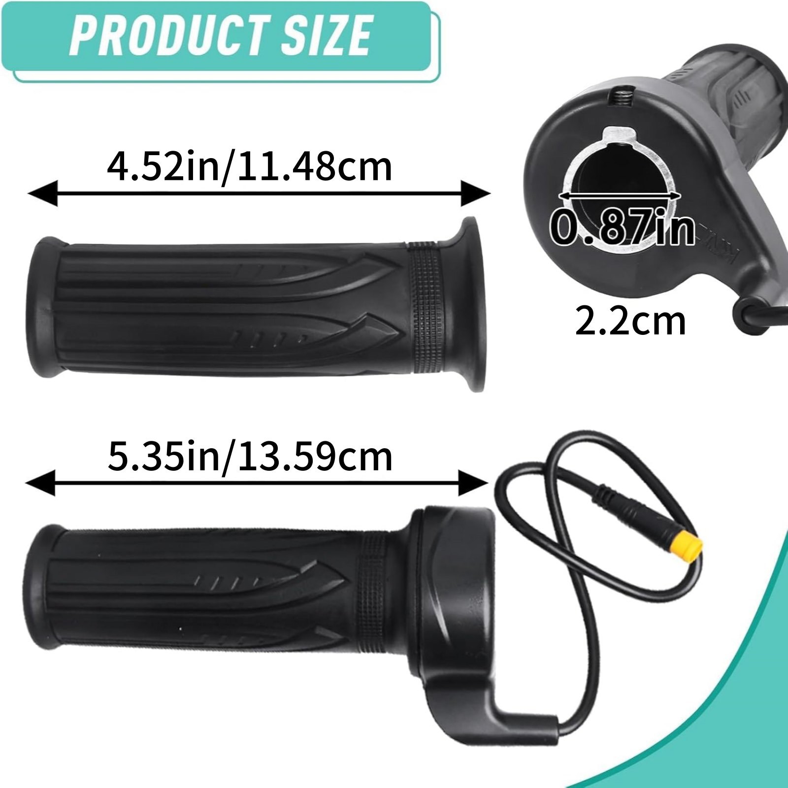 For Electric Bike Waterproof Full Twist Throttle Replacement Grip Kit 12V-72V